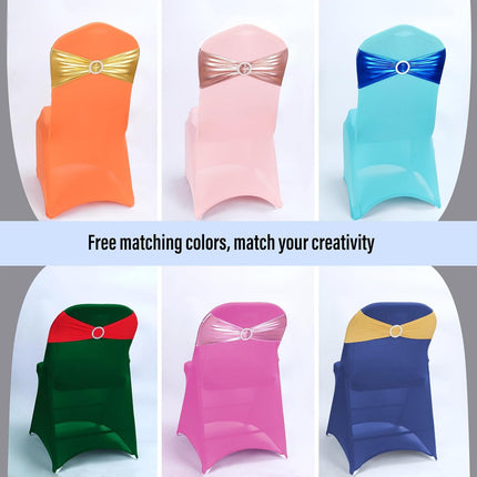 Gold Spandex Chair Sashes - 30pc Premium Stretch Chair Bows with Sliders for Wedding Party Banquet Decoration.