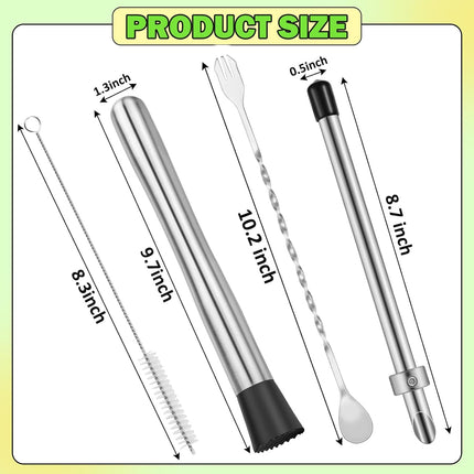 6 Pcs Straw Puncher and Muddler for Plastic Lids Lemonade Cups, Stainless Steel Muddler and Mixing Spoon-Straw Hole Puncher for Drink, Fresh Squeezed Lemonade Stand Supplies.
