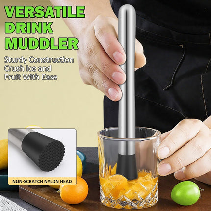 6 Pcs Straw Puncher and Muddler for Plastic Lids Lemonade Cups, Stainless Steel Muddler and Mixing Spoon-Straw Hole Puncher for Drink, Fresh Squeezed Lemonade Stand Supplies.