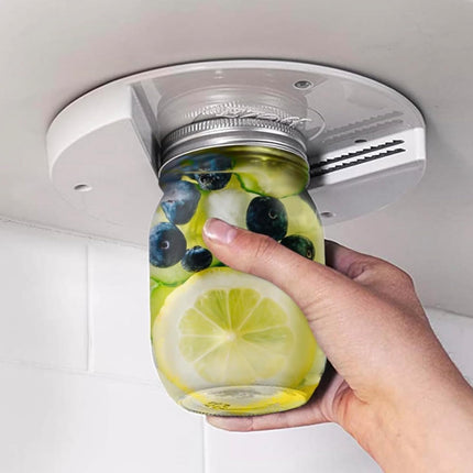 Jar Opener for Seniors - Under Cabinet Jar Openers for Weak Hands, Easy Grip, Arthritis jar opener, One Handed Gadgets & Bottle Opener - Essential Kitchen Gadgets for Home Assistance - White.