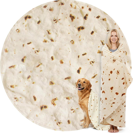 Zulay Extra Large Burritos Tortilla Throw Blanket – Wrap Yourself Like a Giant Taco! Double-Sided 71 Inches, Funny & Ultra Cozy Novelty Blanket, Super Soft 285 GSM Flannel.