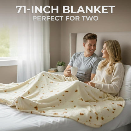 Zulay Extra Large Burritos Tortilla Throw Blanket – Wrap Yourself Like a Giant Taco! Double-Sided 71 Inches, Funny & Ultra Cozy Novelty Blanket, Super Soft 285 GSM Flannel.
