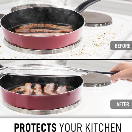 Splatter Screen for Frying Pan (13”) - Grease Splatter Guard for Frying Pan - Oil Splatter Guard - Oil Splash Guard for Frying Pan - Stainless Steel Grease Screen for Stove Top (Black).