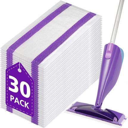 30 Count Spray Mop Pad Refill for Swiffer WetJet Hardwood and Floor Spray Mop, Disposable All Purpose Multi Surface for Floor Cleaning, Thickness Microfiber Clean Pads Replacement.