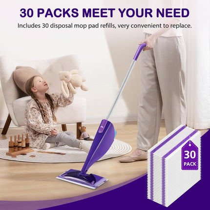 30 Count Spray Mop Pad Refill for Swiffer WetJet Hardwood and Floor Spray Mop, Disposable All Purpose Multi Surface for Floor Cleaning, Thickness Microfiber Clean Pads Replacement.