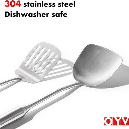 304 Stainless Steel Whisk Set & Wok Spatula, 3 Pack Whisks and Stainless Steel Spatula for Kitchen Cooking, Blending, Beating, Stirring.