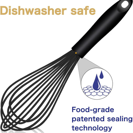 Silicone Whisk & Dough Whisk Set, Kitchen Whisks for Cooking and Baking.
