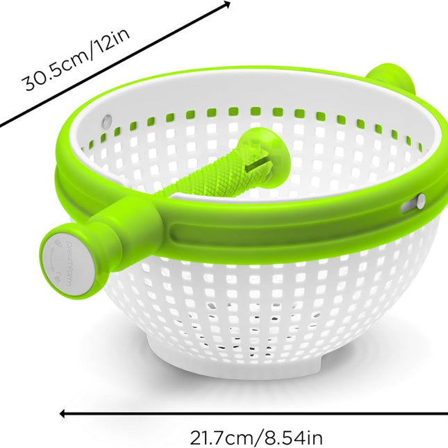 Spina 2-In-1 Easy-To-Use, Collapsible Salad Spinner & Straining Colander for Salad, Fruit, Vegetable, Lettuce - White/Green.