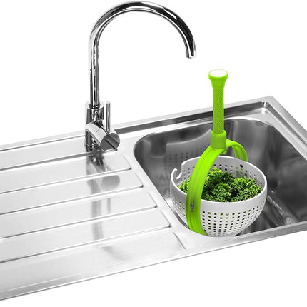Spina 2-In-1 Easy-To-Use, Collapsible Salad Spinner & Straining Colander for Salad, Fruit, Vegetable, Lettuce - White/Green.