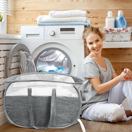 Collapsible Laundry Baskets, Tear Proof Pop Up Laundry Hamper with Dual Handles, Durable Foldable Laundry Basket, Easy to Carry Laundry Hamper for Home, Laundry Room, Bedroom, Dorm, Travel Grey.