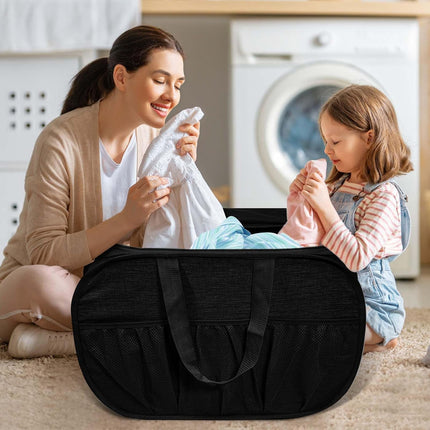 Collapsible Laundry Baskets, Tear Proof Pop Up Laundry Hamper with Lid, Dual Handles Durable Foldable Laundry Basket, Easy to Carry Laundry Hamper for Home, Laundry Room, Bedroom, Dorm, Travel Black.
