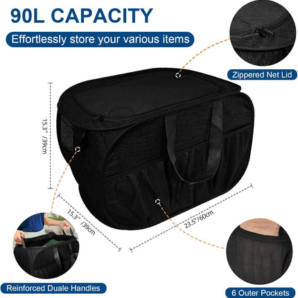 Collapsible Laundry Baskets, Tear Proof Pop Up Laundry Hamper with Lid, Dual Handles Durable Foldable Laundry Basket, Easy to Carry Laundry Hamper for Home, Laundry Room, Bedroom, Dorm, Travel Black.