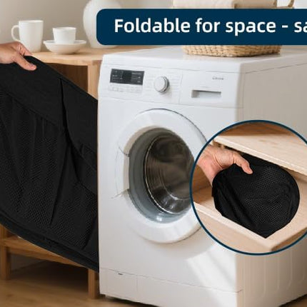Collapsible Laundry Baskets, Tear Proof Pop Up Laundry Hamper with Lid, Dual Handles Durable Foldable Laundry Basket, Easy to Carry Laundry Hamper for Home, Laundry Room, Bedroom, Dorm, Travel Black.