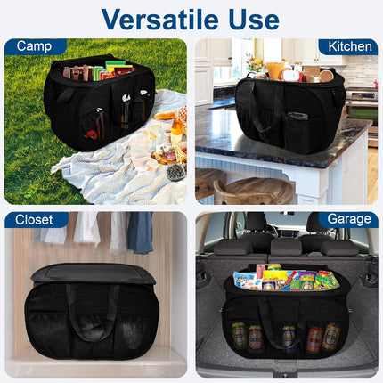 Collapsible Laundry Baskets, Tear Proof Pop Up Laundry Hamper with Lid, Dual Handles Durable Foldable Laundry Basket, Easy to Carry Laundry Hamper for Home, Laundry Room, Bedroom, Dorm, Travel Black.