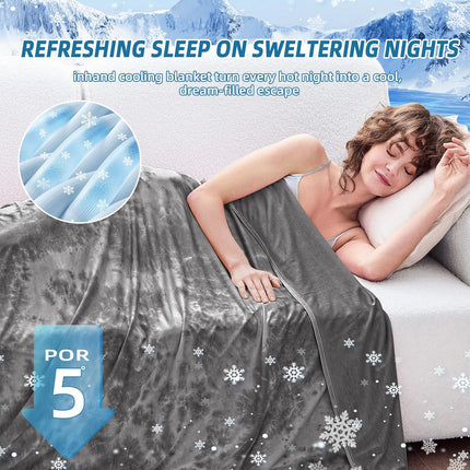 Cooling Blanket Queen Size (90"x90"), Cooling Blankets for Hot Sleepers, Absorbs Heat to Keep Adults Cool For Summer Nights Sweats, Thin Cold Lightweight Blanket for Couch Bed, All Season Use.