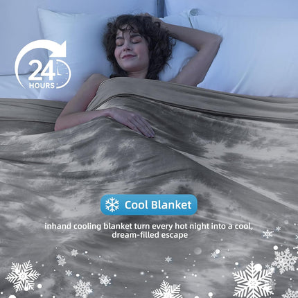 Cooling Blanket Queen Size (90"x90"), Cooling Blankets for Hot Sleepers, Absorbs Heat to Keep Adults Cool For Summer Nights Sweats, Thin Cold Lightweight Blanket for Couch Bed, All Season Use.