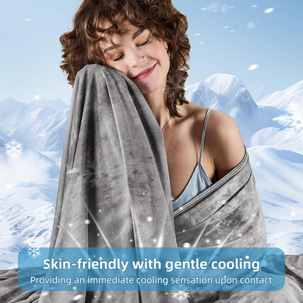 Cooling Blanket Queen Size (90"x90"), Cooling Blankets for Hot Sleepers, Absorbs Heat to Keep Adults Cool For Summer Nights Sweats, Thin Cold Lightweight Blanket for Couch Bed, All Season Use.