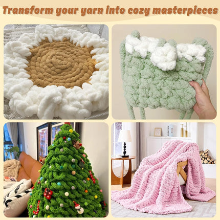 8 Pack Chunky Chenille Yarn for Crocheting– 30.6 Yards, 7.7oz, Super Bulky, Soft Fluffy Plush Yarn for Hand or Arm Knitting– Ideal for Blankets, Crafts & DIY Projects (Light Pink).