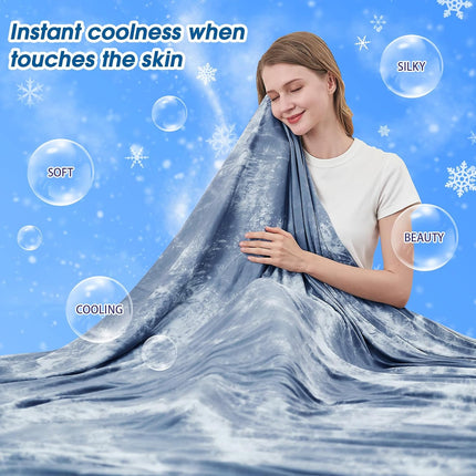 Cooling Blanket King Size for Hot Sleepers Light Blue.