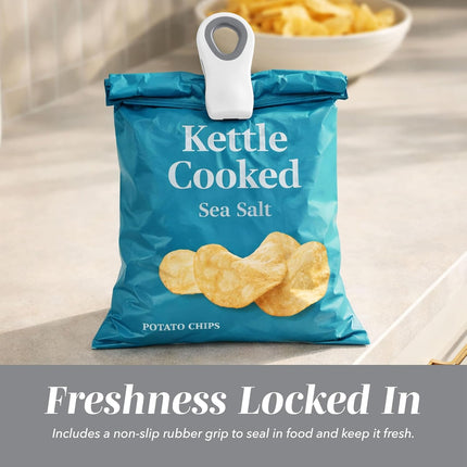 Bag Clips with Magnet- Food, Chip, Bag Clips for Food Storage with Airtight Seal Grip for Bread, Snack and Food Bags (White, Pack of 10).