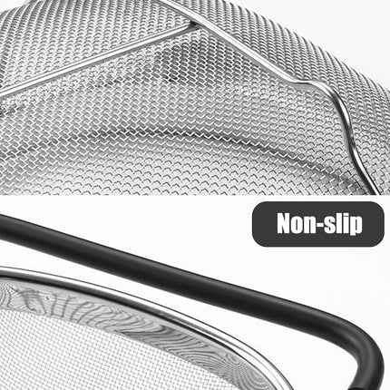 Fine Mesh Colander Over The Sink 6 Quart Stainless Steel Strainer Basket & Expandable Rubber Grip Handles - Strain, Drain, Rinse Fruits, Vegetables.