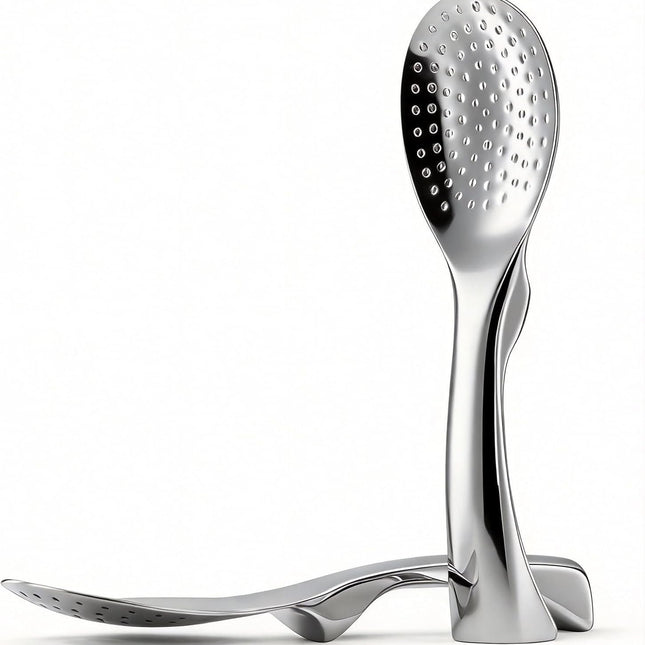 18/8 Stainless Steel Rice Paddle, Non-Stick Rice Spoon, Mirror Finish, Stand-Up Design, Serving Spoon for Kitchen- 7.9-inch Long.