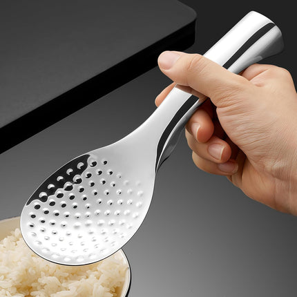 18/8 Stainless Steel Rice Paddle, Non-Stick Rice Spoon, Mirror Finish, Stand-Up Design, Serving Spoon for Kitchen- 7.9-inch Long.