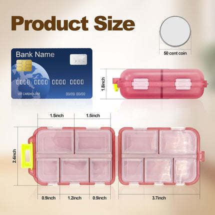 3Pcs Pill Organizer with Medicine Labels, 10 Compartments Travel Pill Box with Removable Labels, Portable Foldable Supplement Box Holder for Fish Oil Vitamin.