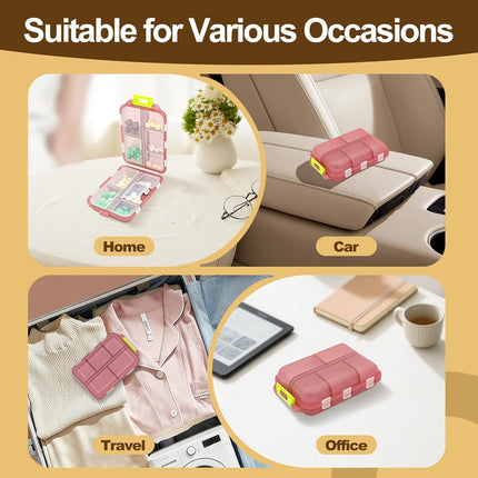 3Pcs Pill Organizer with Medicine Labels, 10 Compartments Travel Pill Box with Removable Labels, Portable Foldable Supplement Box Holder for Fish Oil Vitamin.