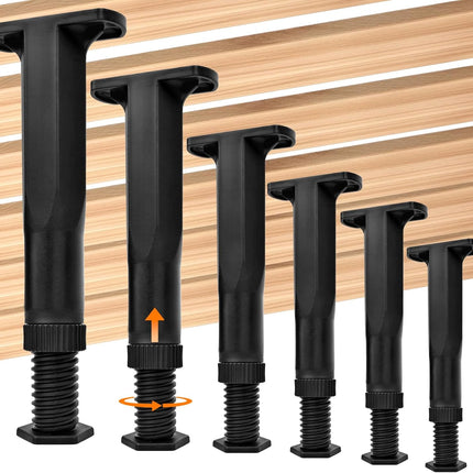 6PCS Bed Frame Support Legs Adjustable (7.75"-13.5") - Heavy Duty for Maximum Stability in Dresser, Table, Chair, Sofa, and Cabinet Furniture.