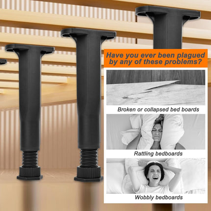 6PCS Bed Frame Support Legs Adjustable (7.75"-13.5") - Heavy Duty for Maximum Stability in Dresser, Table, Chair, Sofa, and Cabinet Furniture.