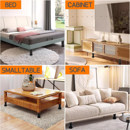 6PCS Bed Frame Support Legs Adjustable (7.75"-13.5") - Heavy Duty for Maximum Stability in Dresser, Table, Chair, Sofa, and Cabinet Furniture.
