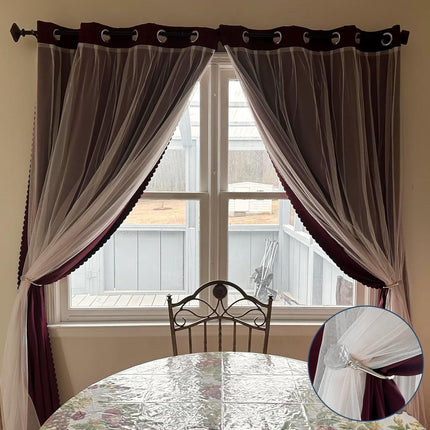 Curtain Holdbacks Silver Wall Mounted Curtain Holders Window Drapery Tiebacks with Clear Crystal Ball Quality Metal Curtain Tiebacks Curtain Hooks with Screws for Drapes, 4 Pcs.