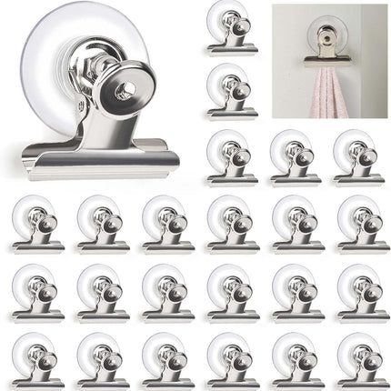 Suction Cup Clips for Windows 24Pcs Suction Clips Clear Suction Cup Clamp Holder Suction Cups with Clips for Home and Office.