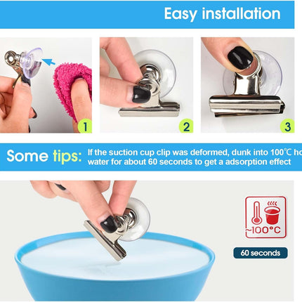 Suction Cup Clips for Windows 24Pcs Suction Clips Clear Suction Cup Clamp Holder Suction Cups with Clips for Home and Office.