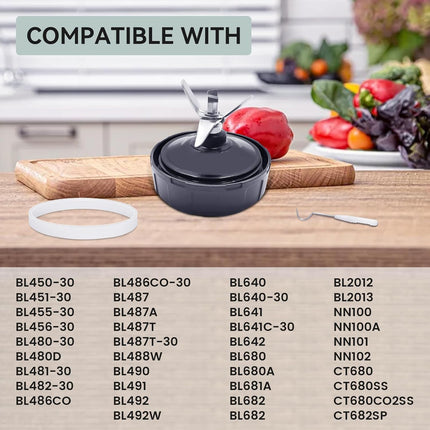 7-Fins Blender Blade and 6 PCS Rubber Gaskets with 2 PCS Ring Removal Tools.