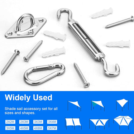 Sun Shade Sail Hardware Kit 6 Inch for Rectangle & Triangle Shade Sail Install, Stainless Steel Shade Sail Fixing Accessories for Outdoor Patio Canopy Garden, Heavy Duty Awning Attachment Set (44 Pcs).
