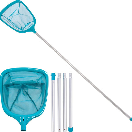 Swimming Pool 5 Foot Leaf Skimmer Net with 4 Aluminum Pole Sections - 6" Deep Ultra Fine Mesh Netting Bag Basket for Fast Cleaning of The Finest Debris - 60" Long, Clean Spas, Ponds.