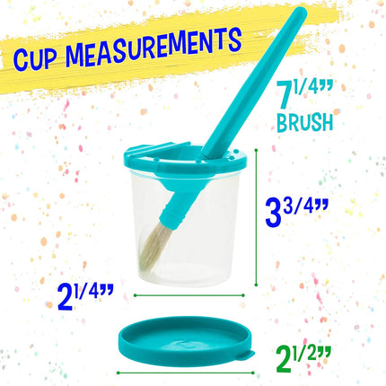 10 Piece Children's No Spill Paint Cups with Colored Lids and 10 Piece Large Round Brush Set with Plastic Handles.