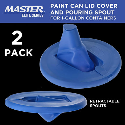 Master Elite Paint Can Lid Cover and Pouring Spout for 1-Gallon Containers, 2 Pack - Secure Seal with Built-in Spout to Pour Easy, Prevents Messes, Spills, Drips, Splatter - Paint Storage Lid.