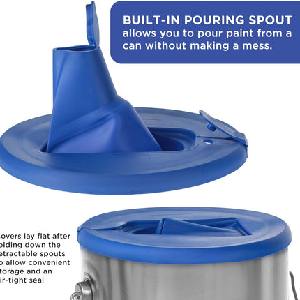 Master Elite Paint Can Lid Cover and Pouring Spout for 1-Gallon Containers, 2 Pack - Secure Seal with Built-in Spout to Pour Easy, Prevents Messes, Spills, Drips, Splatter - Paint Storage Lid.
