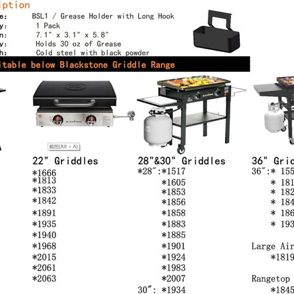 Professional Replacement Blackstone Griddle 17, 22, 28, 30 & 36 inches Grease Cup Foil Tray pan.