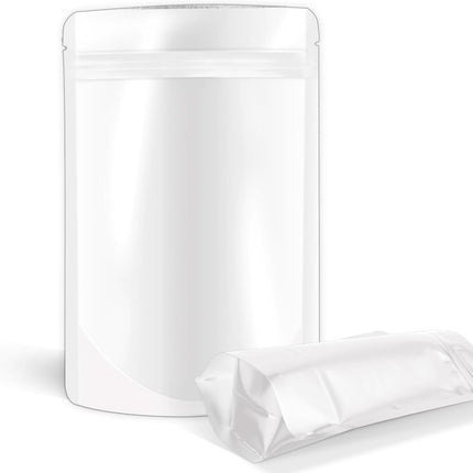4"x6" 120pcs Mylar Bags for Food Storage,Smell Proof Bag Resealable Food Storage Bags for Small Business, Stand-up Foil Pouch Packaging Treat Snack Packing for Self Sealing (White).