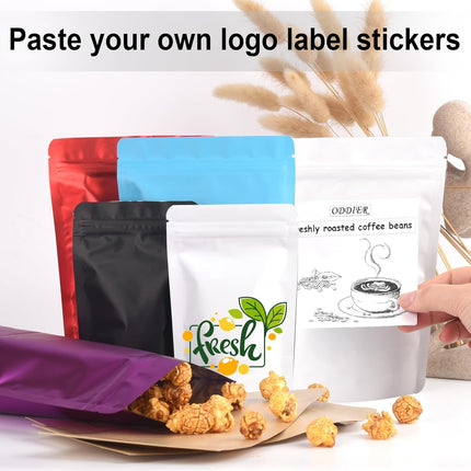 4"x6" 120pcs Mylar Bags for Food Storage,Smell Proof Bag Resealable Food Storage Bags for Small Business, Stand-up Foil Pouch Packaging Treat Snack Packing for Self Sealing (White).