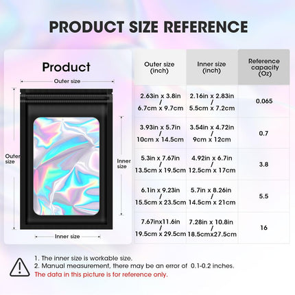 120pcs Mylar Bags for Food Storage+120pcs Holographic Packaging Bags.