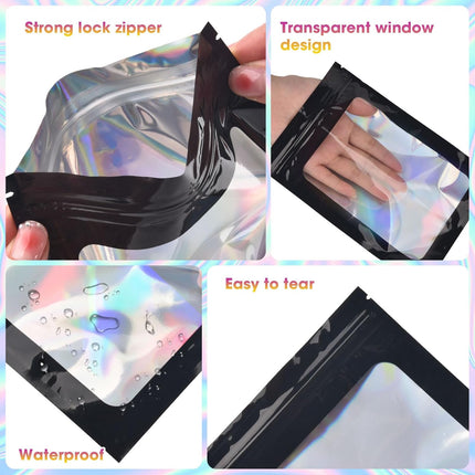 120pcs Mylar Bags for Food Storage+120pcs Holographic Packaging Bags.