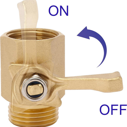 Heavy Duty Brass Garden Hose Shut Off Valve, 3/4 Inch, 2-Pack with 2 Hose Washers.