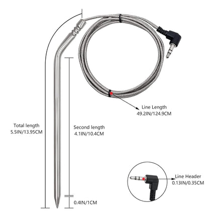 2 Pack Replacement Part for Camp Chef Meat Probes, Smoker Grill Temperature Sensor, Pellet Grills Accessories with Stainless Steel Probe Clip 2pc 1.