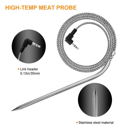 2 Pack Replacement Part for Camp Chef Meat Probes, Smoker Grill Temperature Sensor, Pellet Grills Accessories with Stainless Steel Probe Clip 2pc 1.