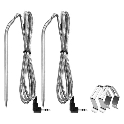 2 Pack Replacement Part for Camp Chef Meat Probes, Smoker Grill Temperature Sensor, Pellet Grills Accessories with Stainless Steel Probe Clip 2pc 1.